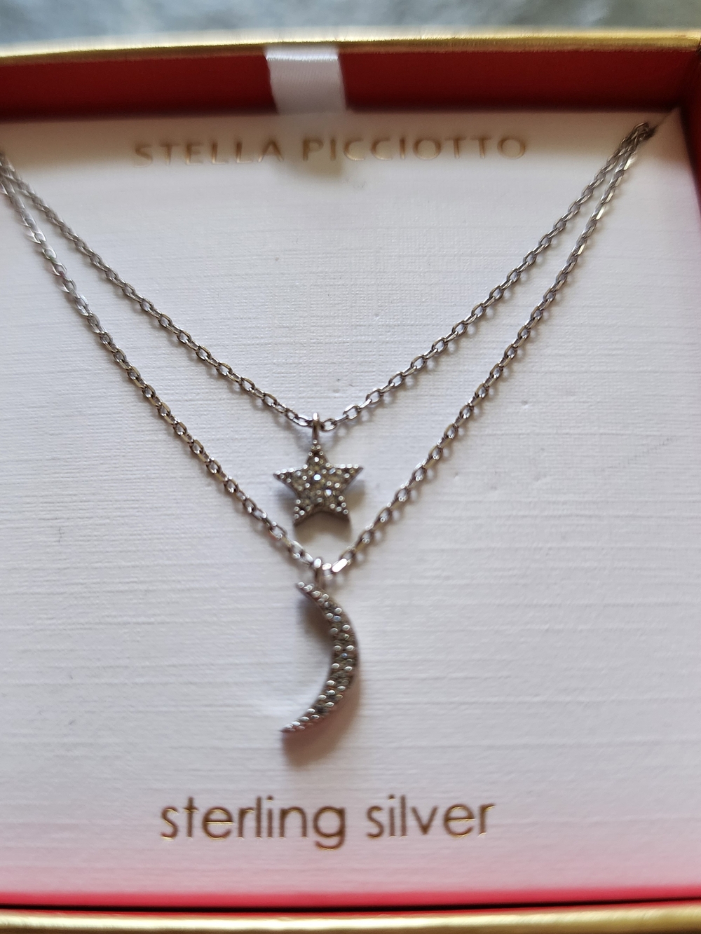 Stella Picciotto Sterling Silver Star & Moon Layered Necklace